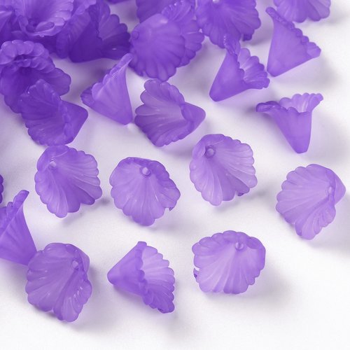 20 coupelles fleur acrylique 12 mm violette