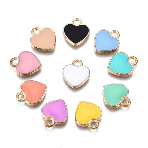 Pendentif/breloque métal et émail12 mm cœur x 10
