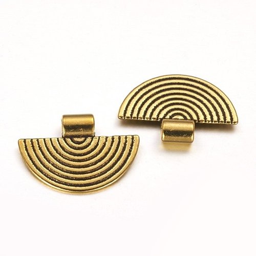 4 pendentifs métal demi rond doré 25 mm