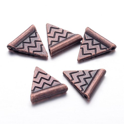 10 pendentif métal cuivre rouge triangle 14 mm