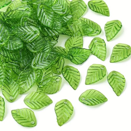 10 pendentif breloque feuille verte