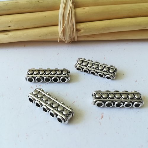 10 connecteurs 5 trous argent antique