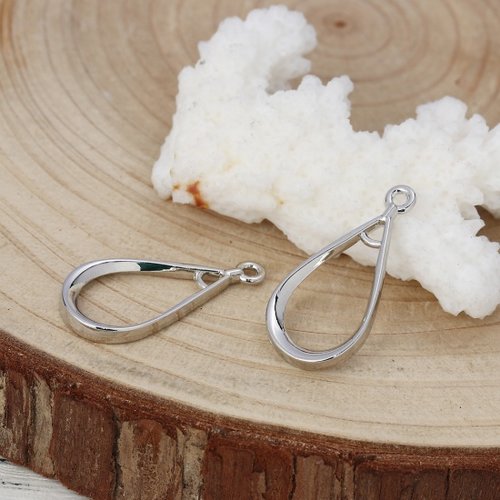 4 pendentifs breloque goutte 25 mm argent mat