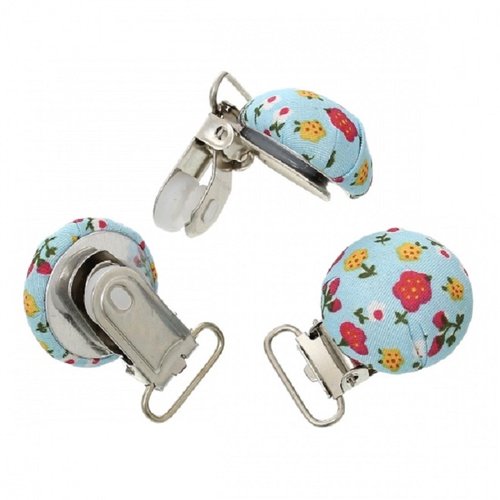 2 clips pince attache tétine tissus rond 3cm