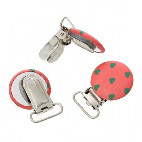 2 clips pince attache tétine bois tissus rond 3cm