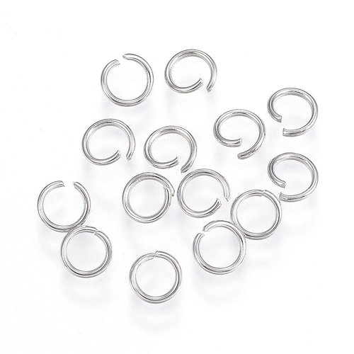 50 anneaux acier inoxydable 8 mm argent mat