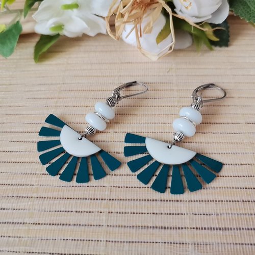 Kit boucles d'oreilles acier inoxydable et pendentif fer turquoise
