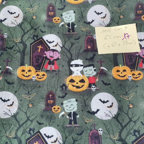 Tissu coton motif halloween 100 x 65 cm