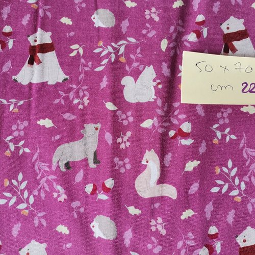 Tissu coton motifs animaux 50 x 70 cm