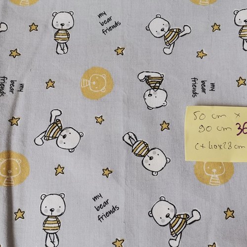 Tissu coton motifs animaux 50 x 90  cm +