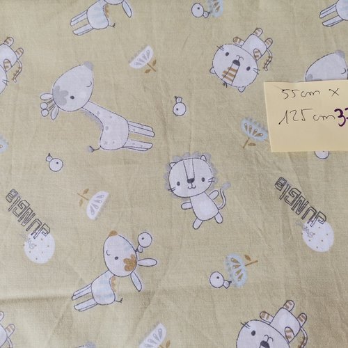 Tissu coton motifs animaux 55 x 125 cm