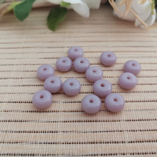 20 perles en verre rondelle 8 mm lavande