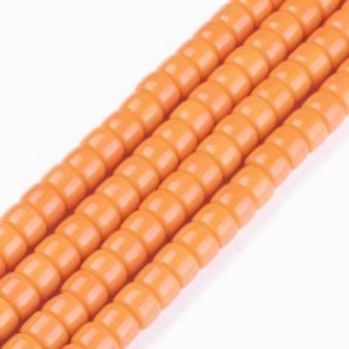 20 perles en verre colonne 8 mm orange