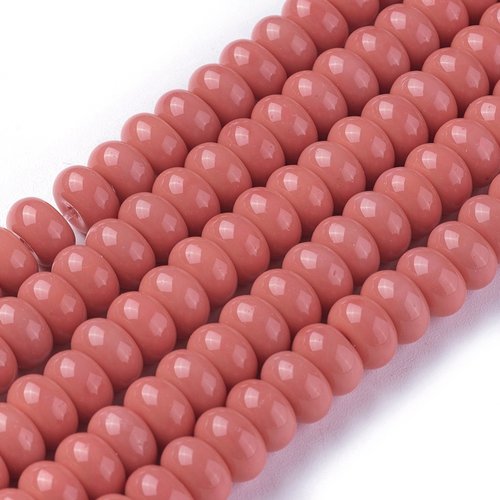 20 perles en verre rondelle 8 mm corail