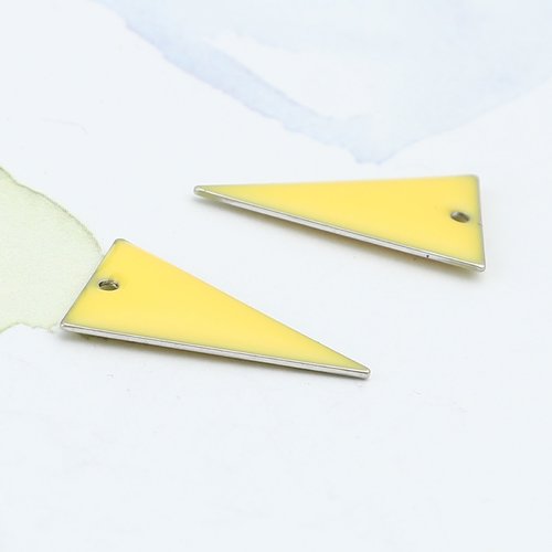 7 pendentifs sequin émail triangle 22 x 13 mm jaune