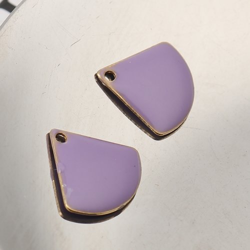 4 pendentifs sequin émail 12 x 10 mm lilas