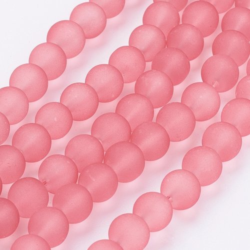 20 perles en verre dépoli 8 mm saumon foncé