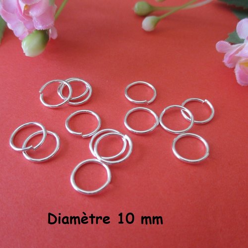 50 anneaux 10 mm argenté