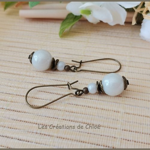 Kit de boucles d'oreilles perles blanches brillantes