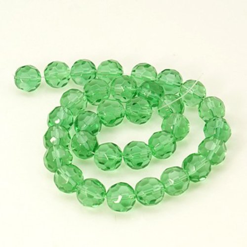 50 perles en verre à facette style bohème 6 mm verte clair