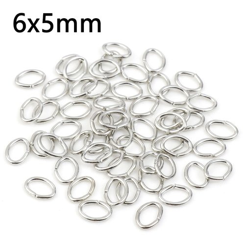 20 anneaux ovale jonction ouvert 6 x 5 mm argent mat
