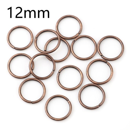 25 anneaux 12 mm cuivre rouge
