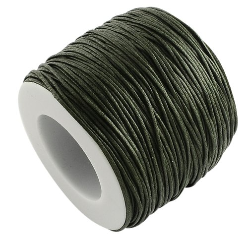 Fil coton ciré vert olive 1 mm x 5 m
