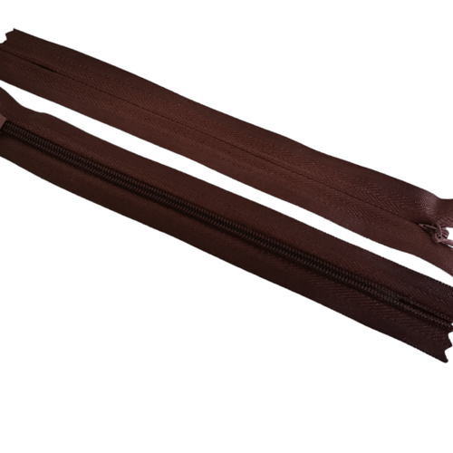 Lot de 2 fermetures éclair invisible 20 cm marron