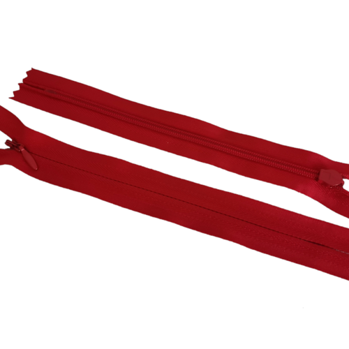 Lot de 2 fermetures éclair invisible 20 cm rouge