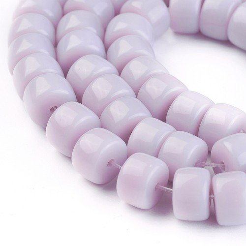 20 perles en verre colonne 8 mm lavande