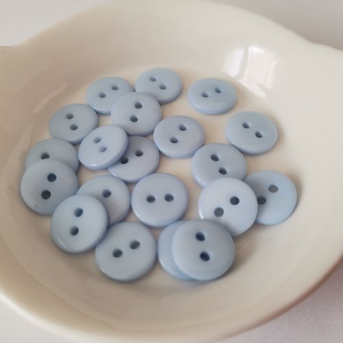 10 boutons résine 4 trous 10 mm bleu ciel