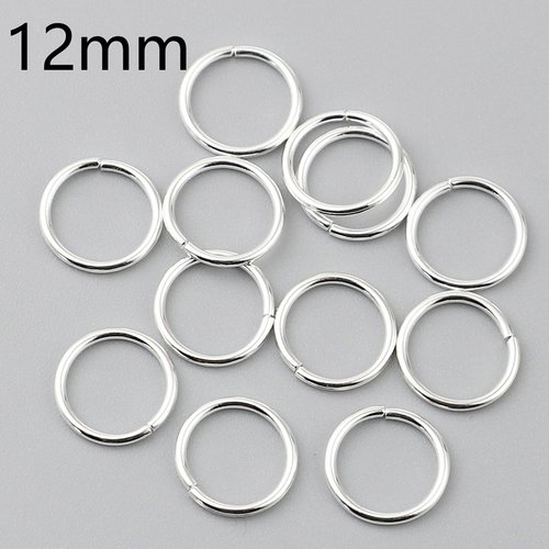 25 anneaux 12 mm argenté
