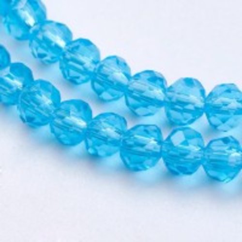 20 perles en verre à facette 8 x 6 mm bleu ciel