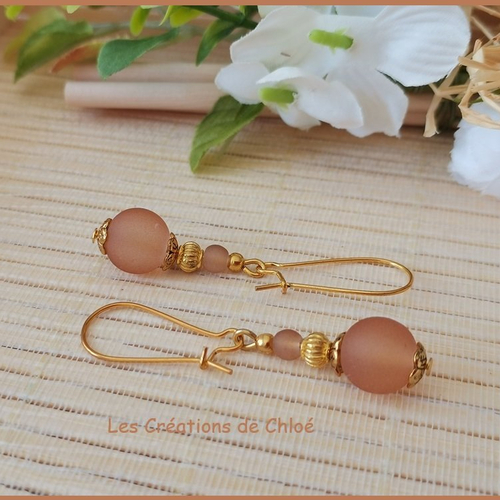 Kit de boucles d'oreilles perles givrées marron clair