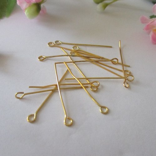 50 clous tiges doré 3 cm à tête œil