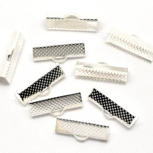 15 fermoirs griffes argenté 25 mm