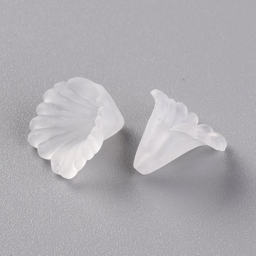 100 coupelles fleur acrylique 12 mm blanche