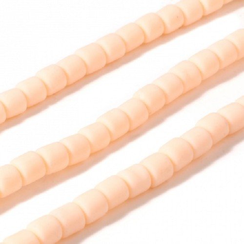 20 perles pâte polymère tube 7 x 6 mm pêche