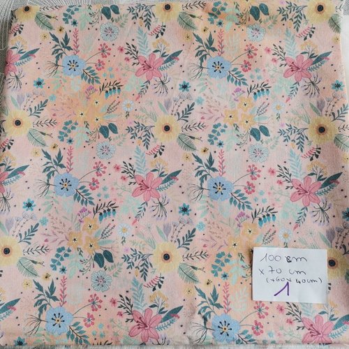 Tissu coton fleurs 100 x 70 cm