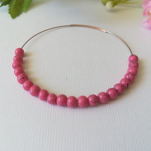 50 perles en verre tréfilé 4 mm rose