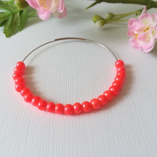 50 perles en verre ronde 4 mm orange vif brillantes
