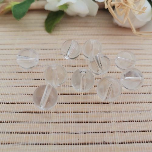 10 perles en verre 10 mm transparente