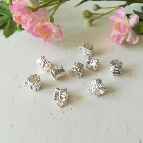 10 bélières 11 mm argenté ajouré