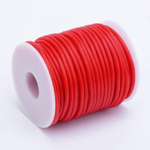 Cordon buna creux caoutchouc 2 mm rouge x 1 m