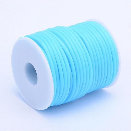 Cordon buna creux caoutchouc 2 mm bleu ciel x 1 m