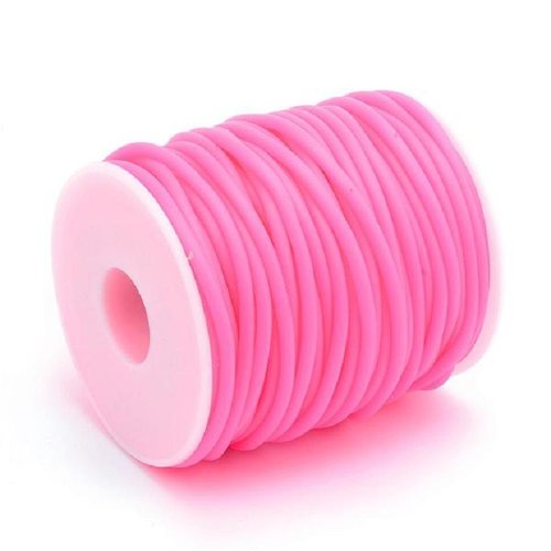 Cordon buna creux caoutchouc 2 mm rose x 1 m