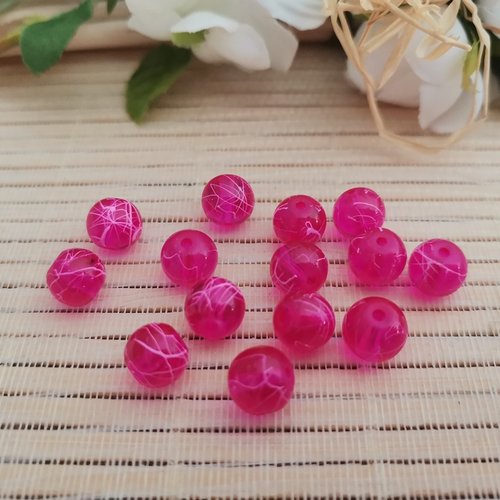 20 perles en verre 8 mm fuchsia tréfilé rose