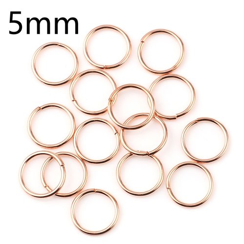 50 anneaux 5 mm or rose