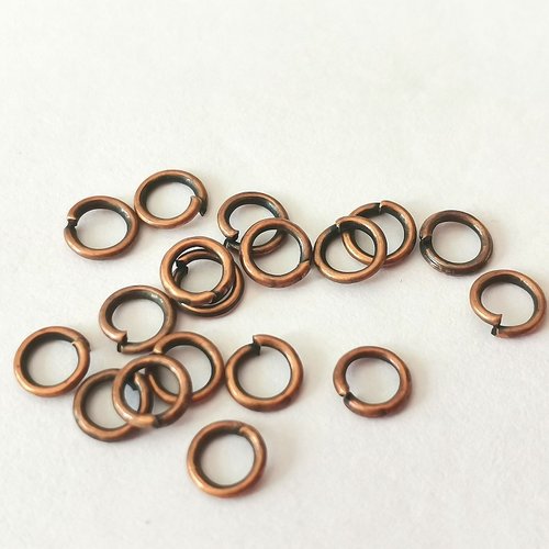 50 anneaux 4 mm cuivre rouge x 50