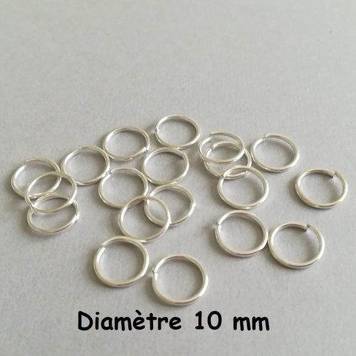 100 anneaux 10 mm argenté